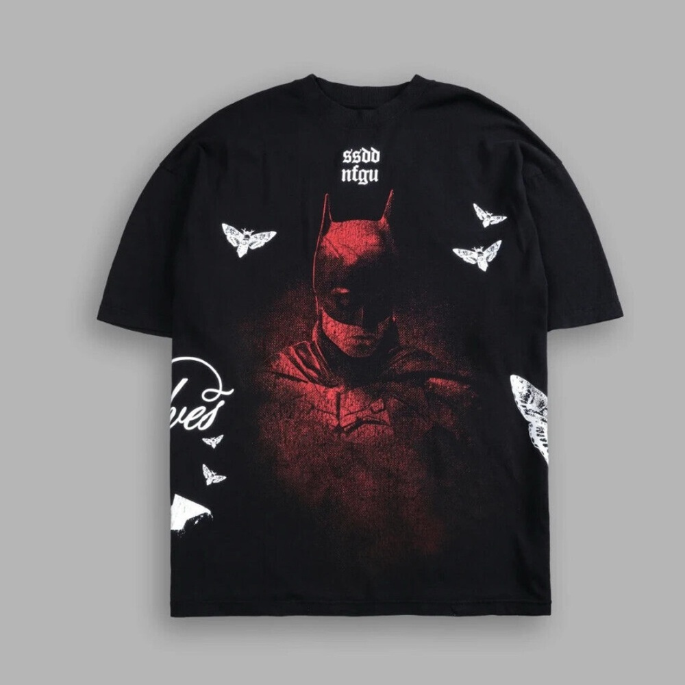 Black Graphic Tee with Red Design